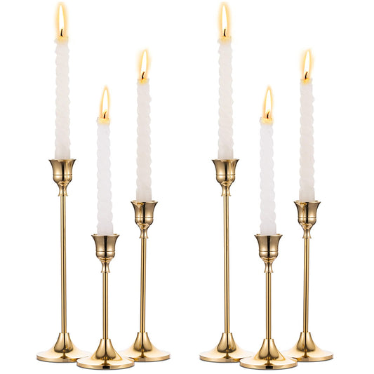 2 Sets(6 Pcs) Vintage Modern Brass Candle Holders