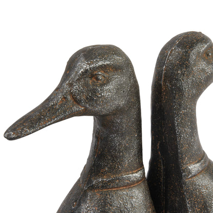 Decorative Cast Metal Duck Head Bookends, Black, Set of 2