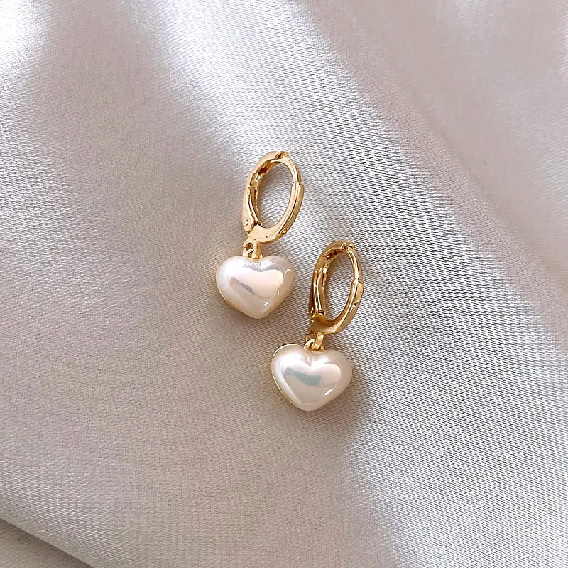 Pearl Heart Pendant Earrings