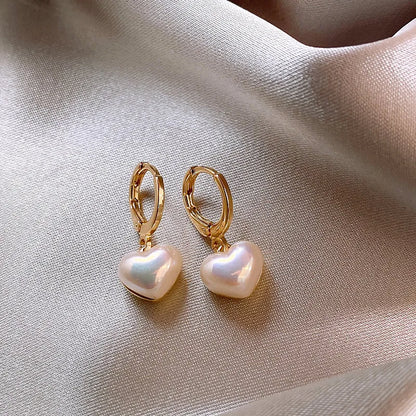 Pearl Heart Pendant Earrings