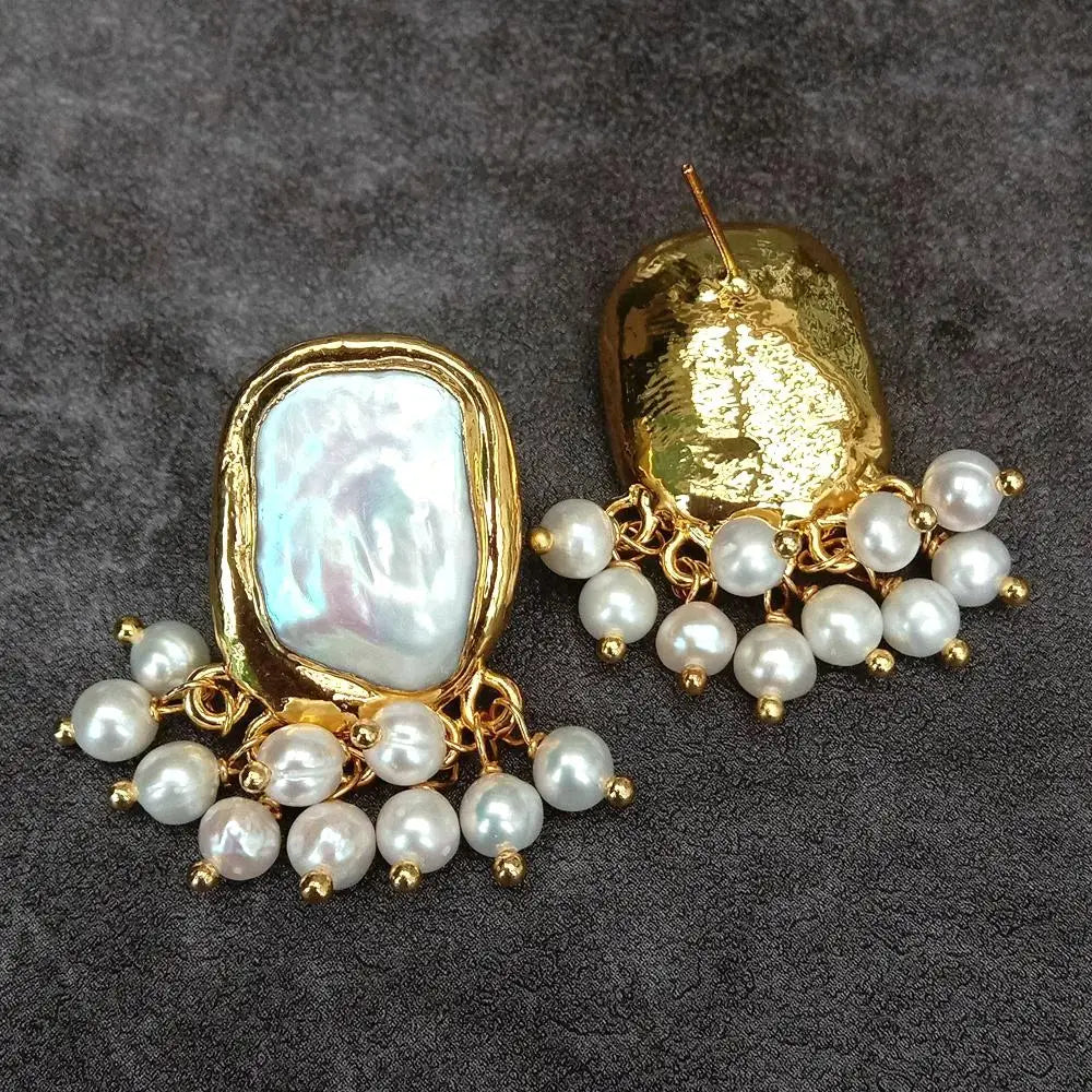 White Pearl Stud Earrings