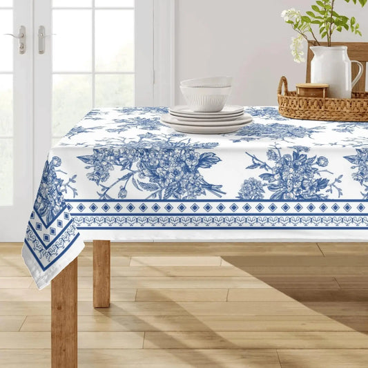 Blue Floral Tablecloths Washable