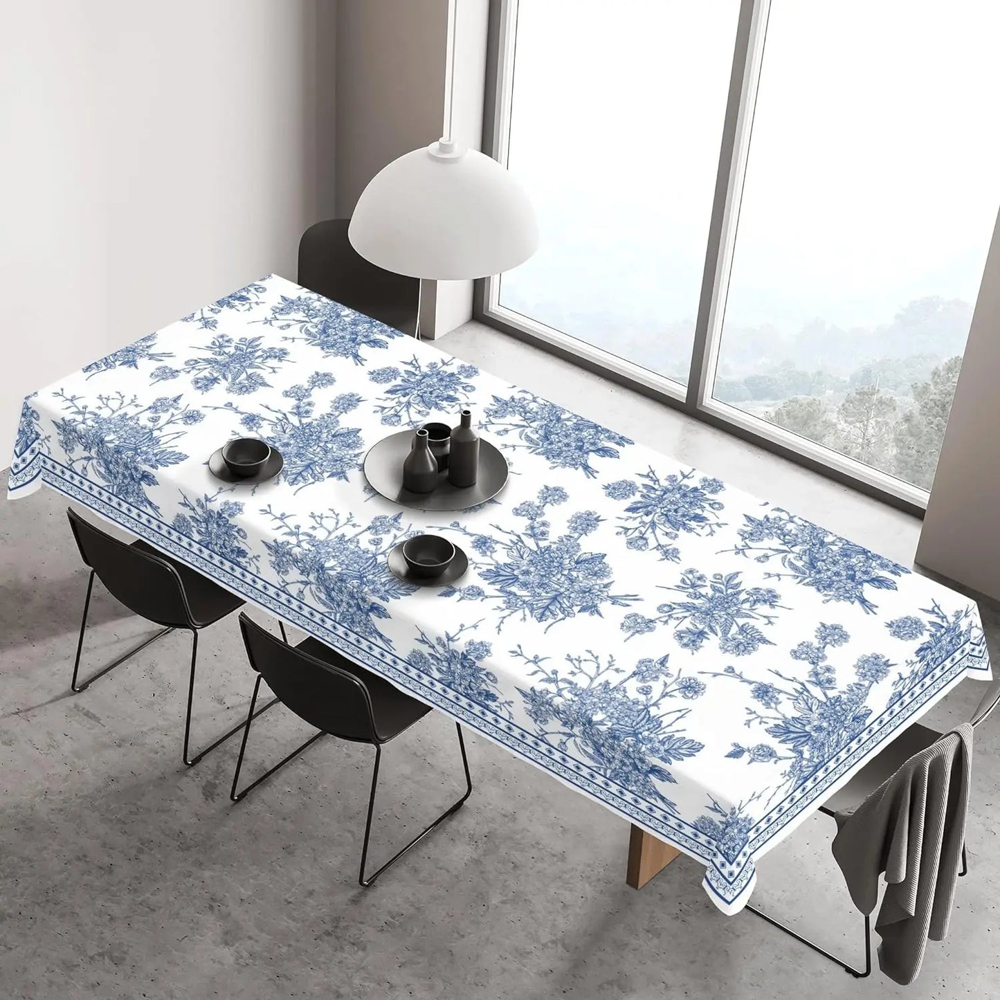 Blue Floral Tablecloths Washable