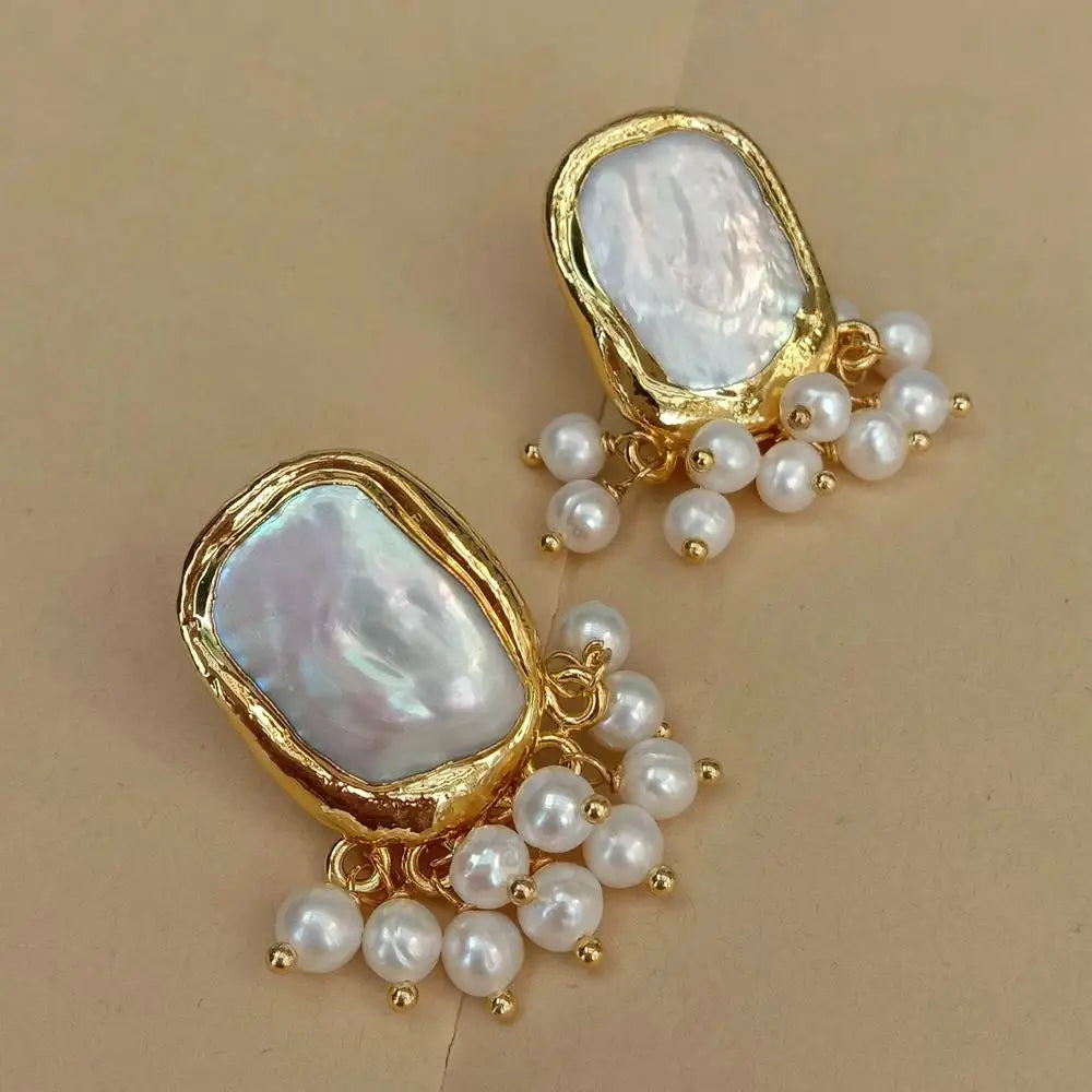 White Pearl Stud Earrings