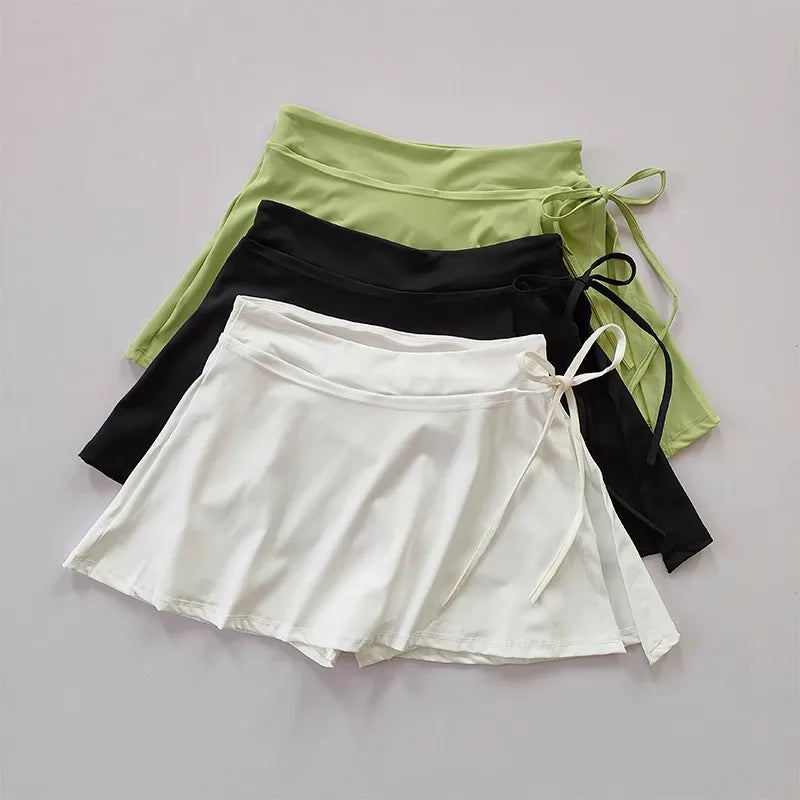 Women 2 In 1 Running Sports Skirts Shorts